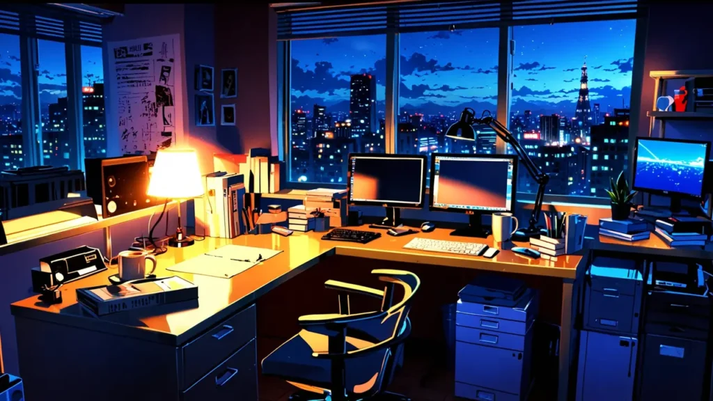 the-nihon-sangoku-price-comparison-desk-with-monitors-and-night-city-view