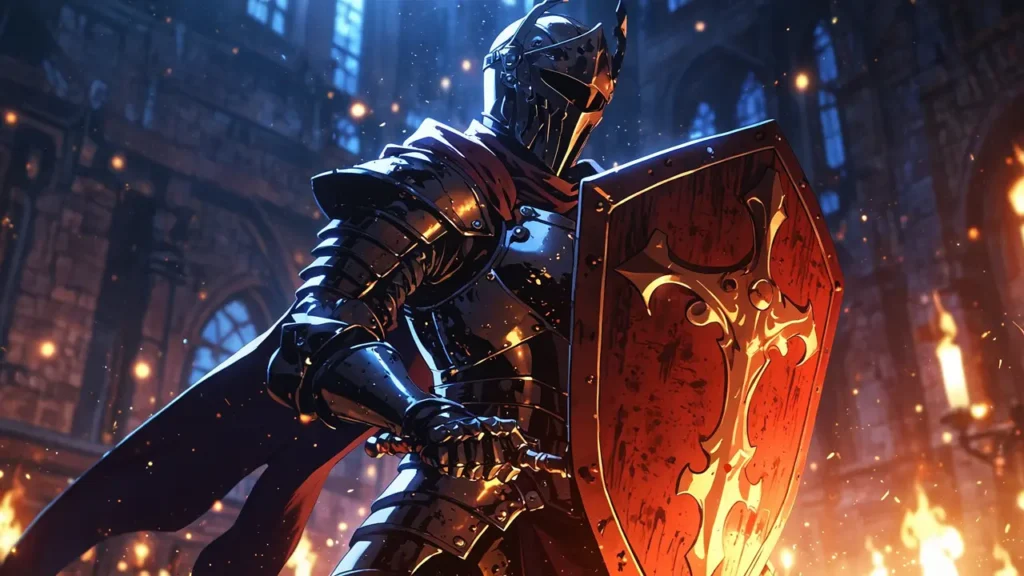 the-apocalypse-four-knights-shikyo-name-meaning-knight-raising-engraved-shield
