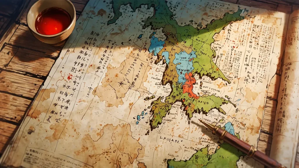 the-nihon-sangoku-motoneta-antique-map-and-tea-cup