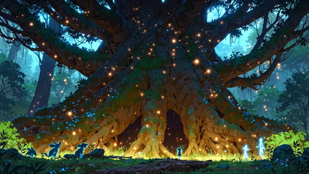 the-seven-deadly-sins-king-diane-family-glowing-fairy-realm-forest