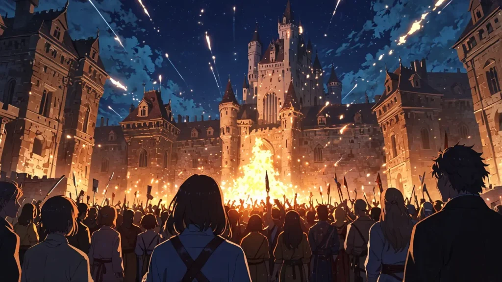 the-apocalypse-four-knights-shikyo-chaos-knights-hierarchy-crowd-in-castle-courtyard