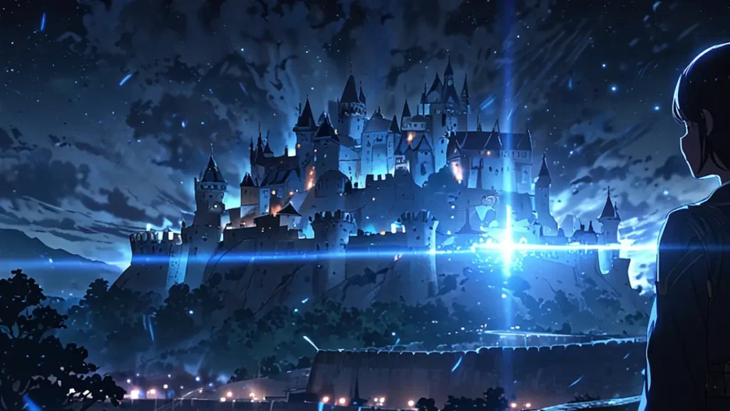 the-four-horsemen-apocalypse-diadora-siblings-mother-two-figures-facing-distant-castle-at-night
