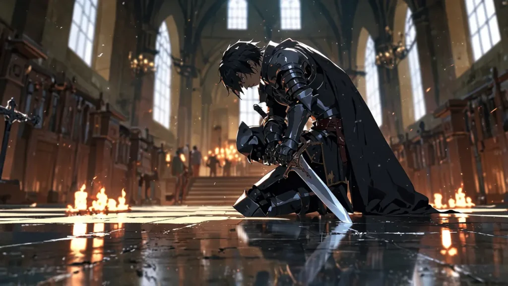 the-apocalypse-four-knights-other-complaints-knight-kneeling-in-hall