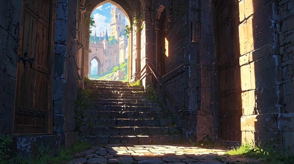 the-nihon-sangoku-anime-mixed-opinions-castle-corridor-light-and-shadow