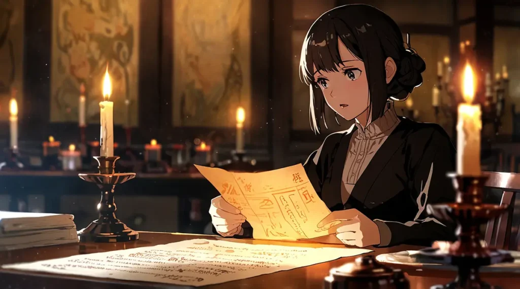 the-black-butler-hiatus-reason-woman-reading-parchment-at-night