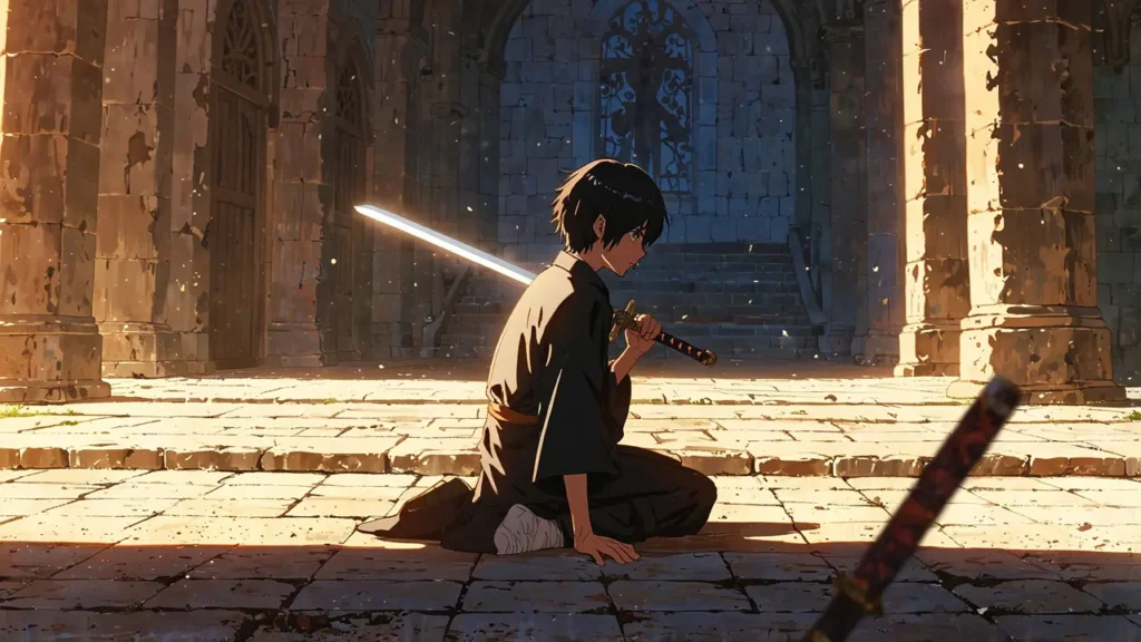 the-four-knights-apocalypse-percival-body-prepared-boy-kneeling-with-sword