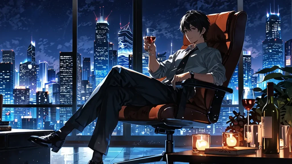 the-nihon-sangoku-prime-members-suffice-man-relaxing-in-an-office-chair