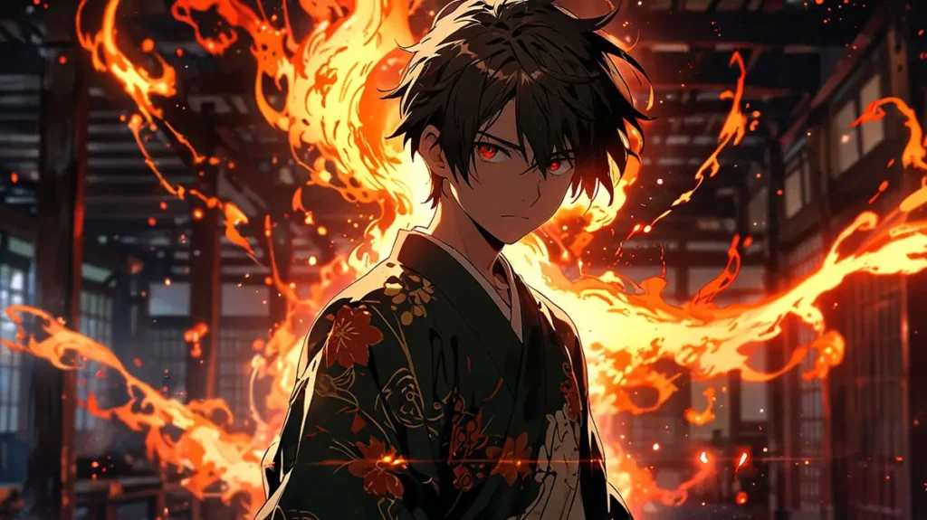 the-japan-three-kingdoms-episode8-9-decisive-battle-man-with-glowing-red-eyes-and-flame-aura