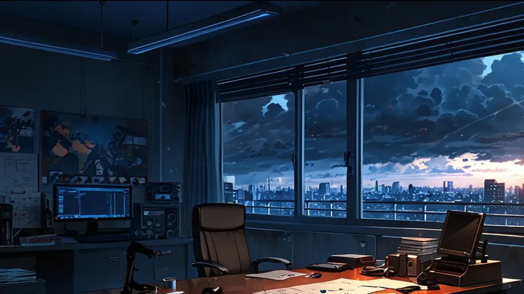 the-nihon-sangoku-author-x-account-deleted-office-monitor-scene