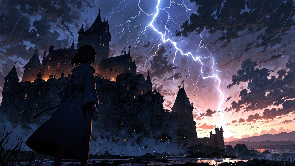the-four-knights-of-the-apocalypse-second-yzolde-identity-mystery-castle-silhouette-lightning