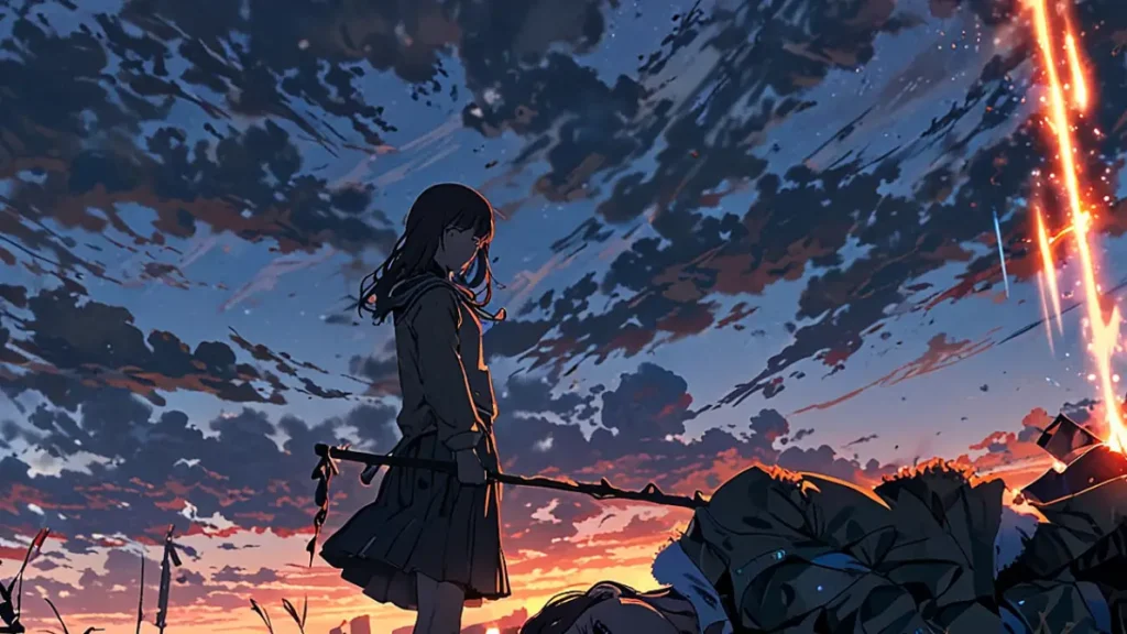 the-four-horsemen-apocalypse-two-years-asleep-girl-standing-alone-at-dusk-sky