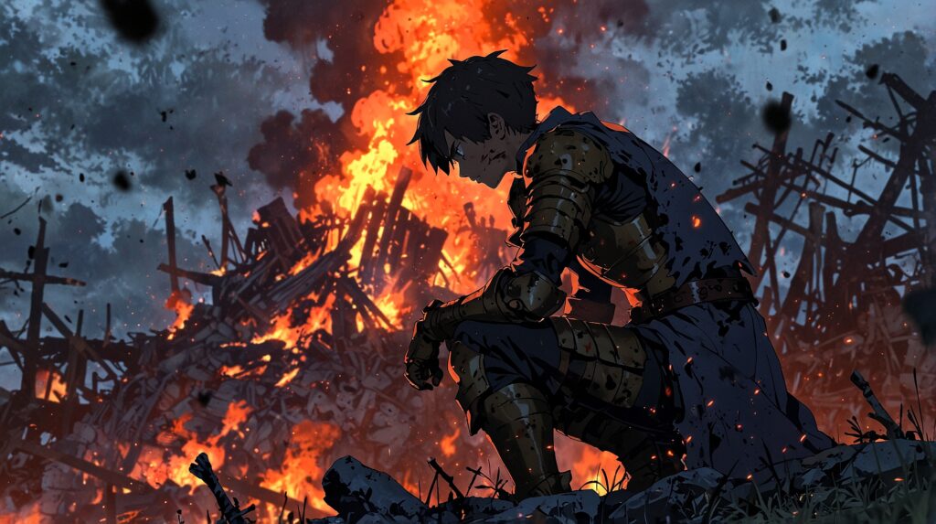 the-four-knights-apocalypse-chaos-power-knight-kneeling-in-flames
