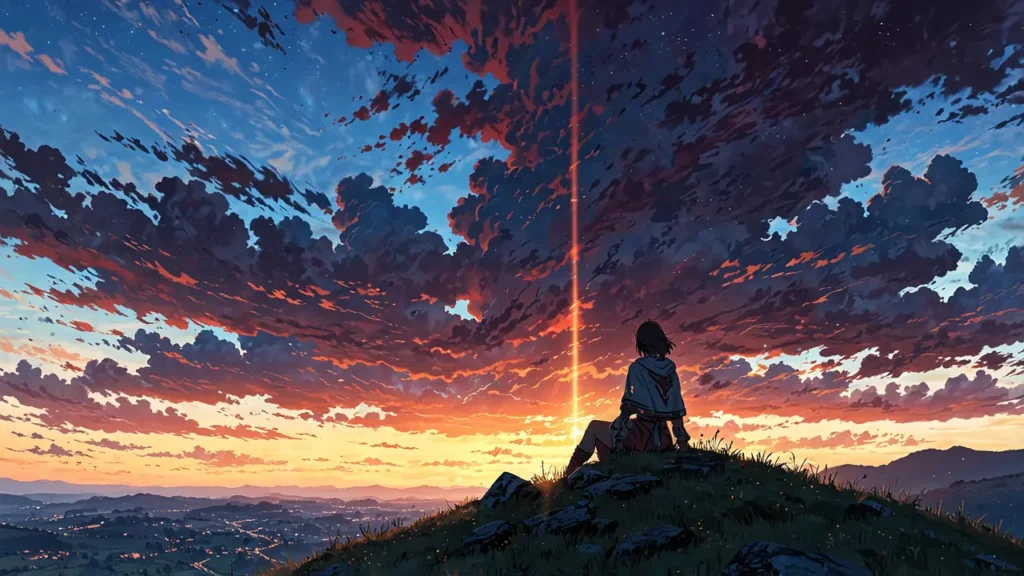 the-apocalypse-four-knights-season-3-unannounced-lone-figure-waiting-on-a-cliff-at-dusk
