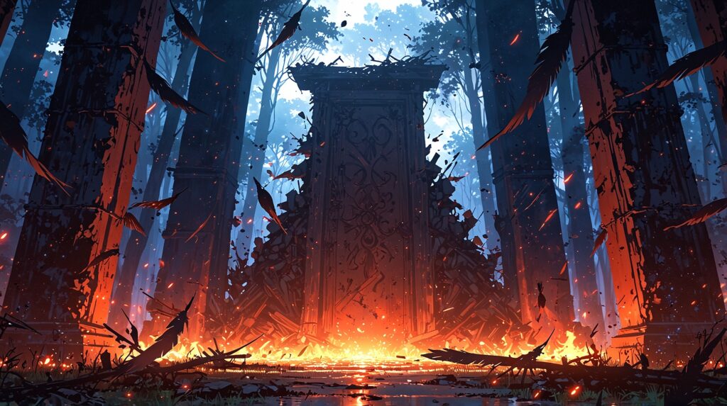 the-apocalypse-four-knights-ongoing-series-ruined-kingdom-gate-with-flame