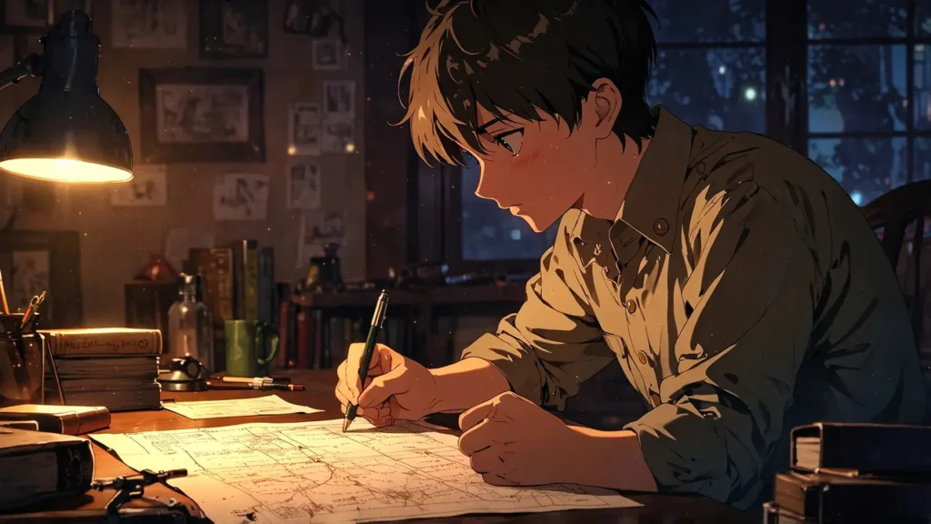the-nihon-sangoku-free-trial-caution-officer-studying-a-map-by-lamplight