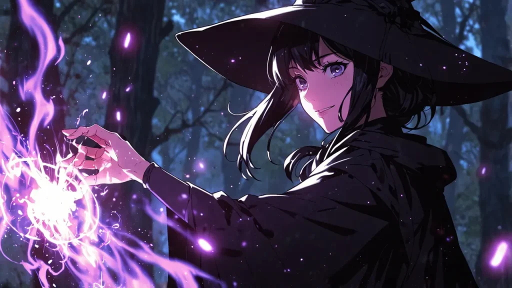 the-four-knights-apocalypse-merlin-sin-of-gluttony-witch-in-black-robes-casting-spell