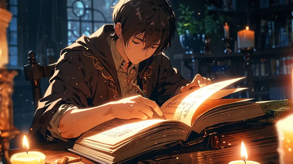 the-nihon-sangoku-motoneta-young-man-reading-book-by-candlelight