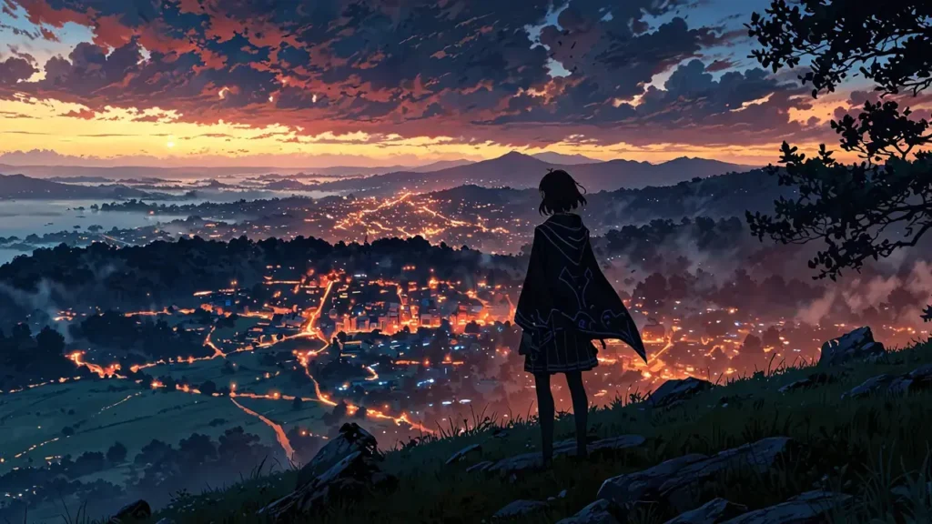 the-four-knights-of-the-apocalypse-members-summary-silhouette-overlooking-town-at-dusk