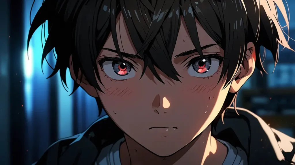 the-dark-protagonist-mom-faq-boy-intense-dark-gaze-closeup