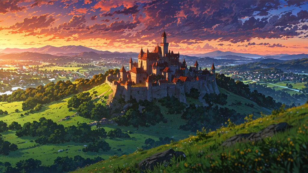 the-nihon-sangoku-anime-season-2-news-castle-on-a-hill-landscape