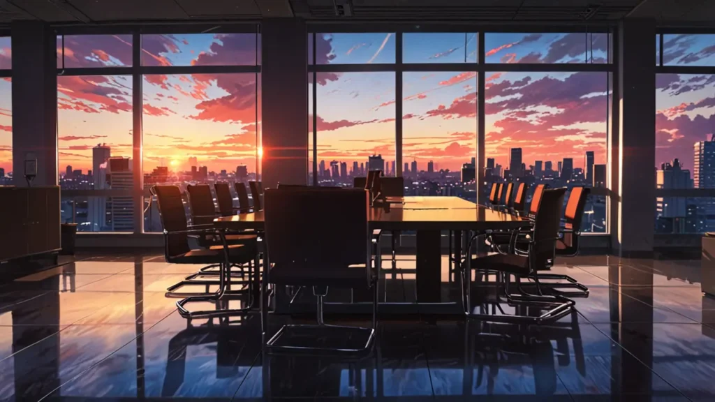 the-out-days-ranking-executives-meeting-room-at-sunset