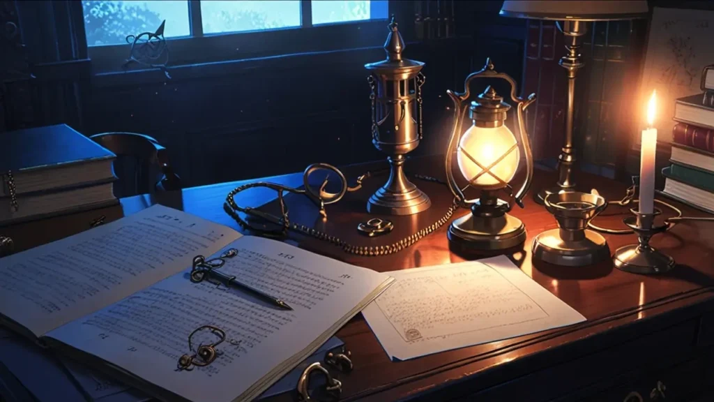 the-out-days-where-to-read-open-book-on-desk-by-lantern