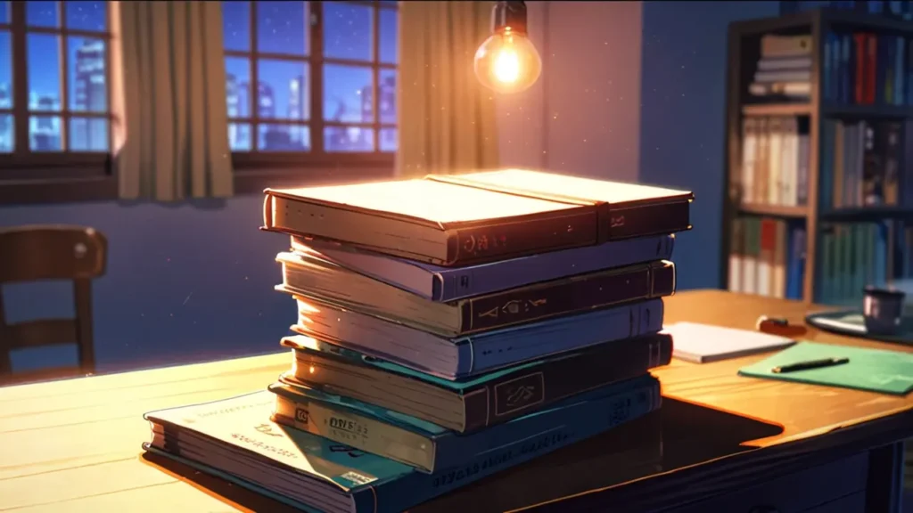 the-out-days-episode-16-difference-stack-of-books-at-night