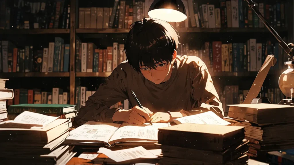 the-out-days-ranking-enishi-novel-young-man-reading-in-library
