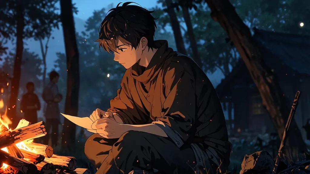 the-out-days-author-story-man-reading-letter-by-campfire