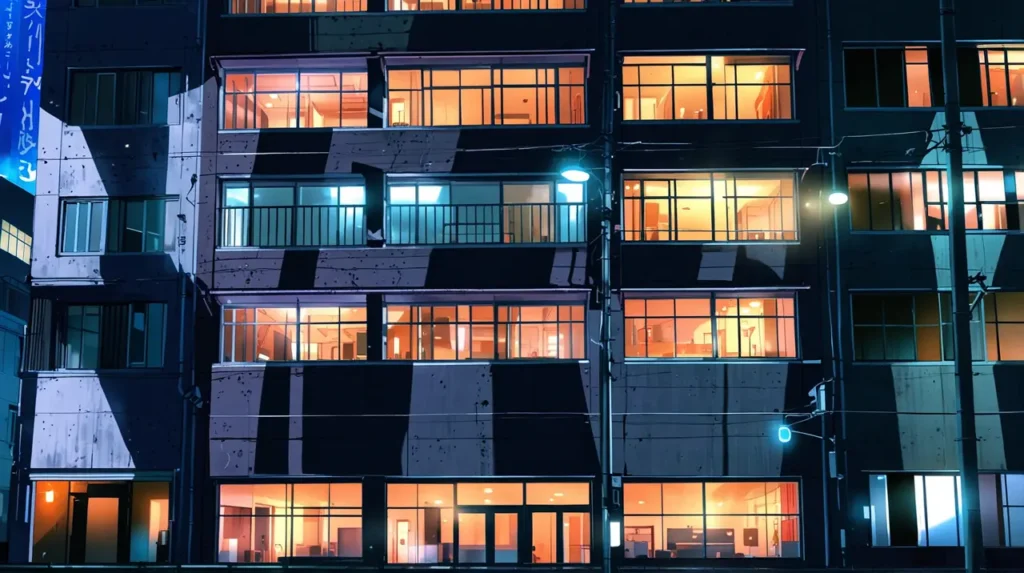 the-out-days-kirika-leaders-sister-apartment-windows-lit-at-night