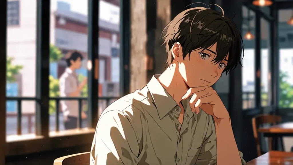 the-out-days-ranking-amaharu-vs-narukami-man-thinking-in-cafe
