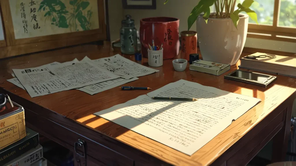 the-out-days-author-timeline-handwritten-records-on-desk