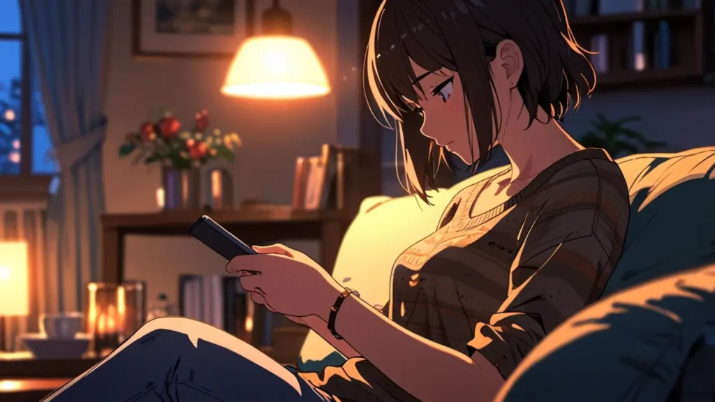 the-out-days-mechacomic-free-chapters-woman-reading-on-smartphone