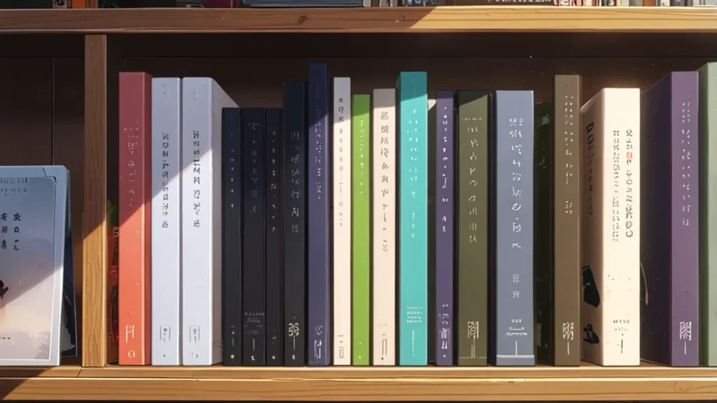 the-out-days-volumes-and-novel-books-on-shelf