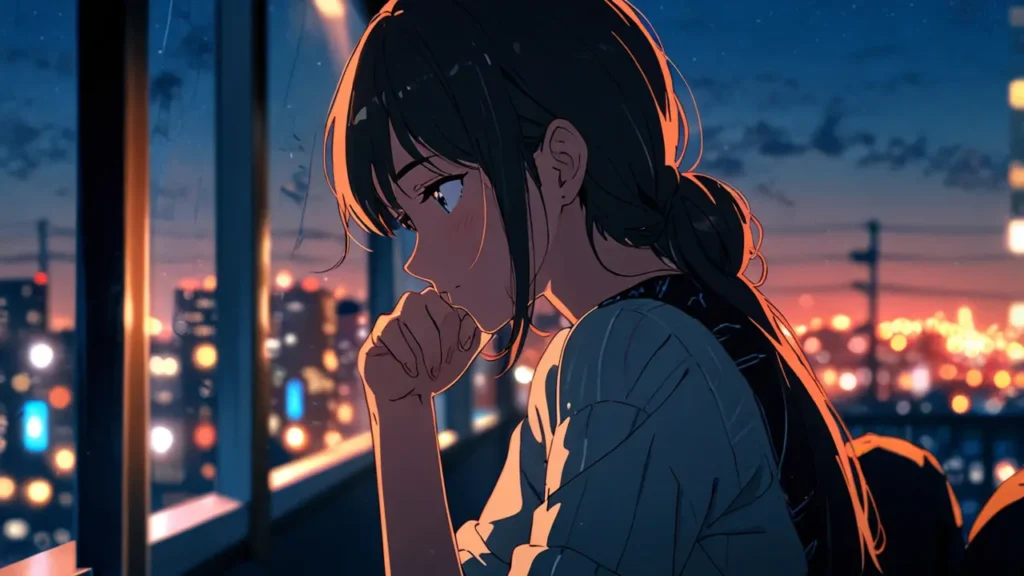 the-out-days-faq-woman-thinking-by-night-window