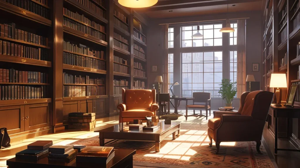 the-out-days-author-faq-quiet-library-with-armchairs