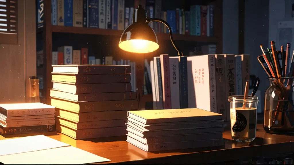 the-out-days-ranking-episodes-stack-of-books-under-desk-lamp
