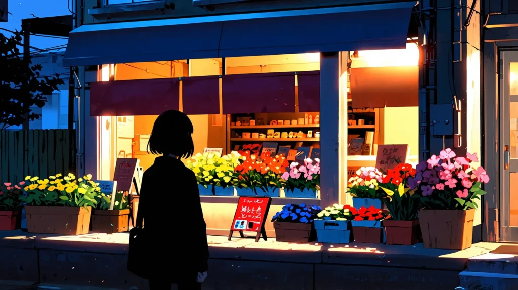 the-miichan-and-yamada-san-diana-character-or-shop-flower-shop-silhouette
