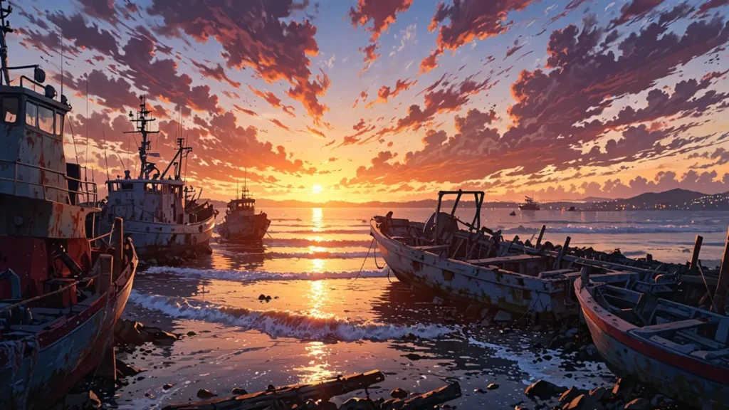 the-miichan-and-yamada-san-diana-summary-harbor-sunset