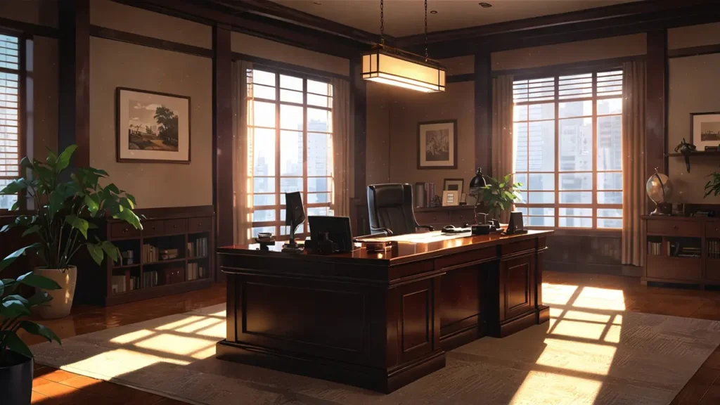 the-nihon-sangoku-denki-role-ministers-office-with-scrolls
