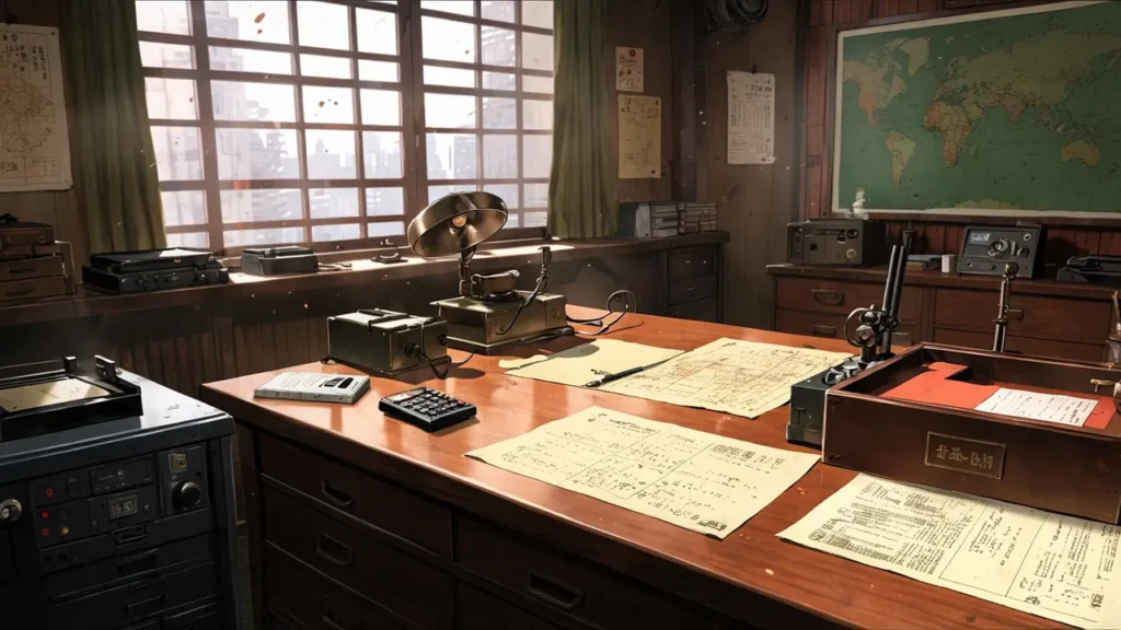 the-nihon-sangoku-wajima-ouga-generals-office-with-map