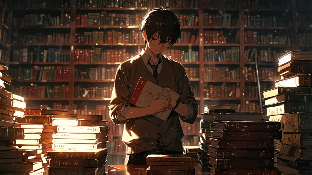 the-nihon-sangoku-overview-man-surrounded-by-stacks-of-books