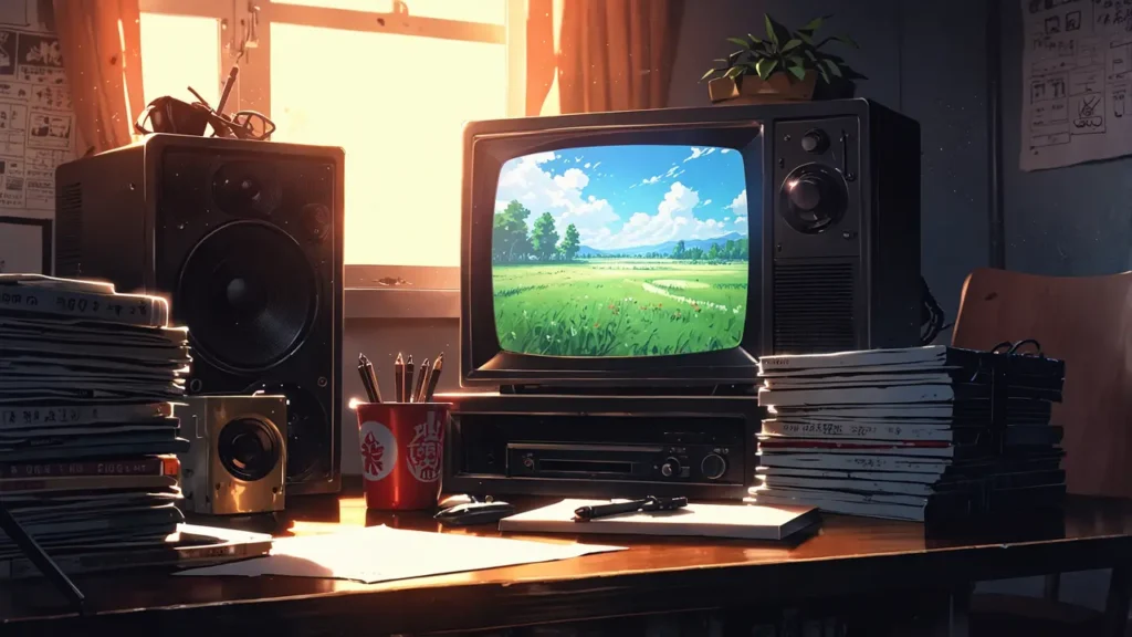 the-nihon-sangoku-anime-adaptation-retro-television-desk