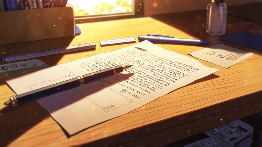 the-nihon-sangoku-wajima-ouga-letter-and-fountain-pen-on-desk