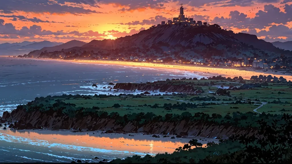 the-nihon-sangoku-denki-legacy-coastline-at-dawn-with-castle