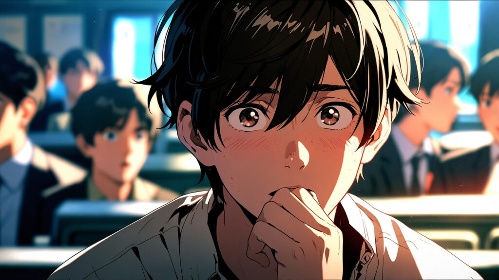 the-nihon-sangoku-kaku-yasuaki-timeline-young-man-closing-his-mouth-lost-in-thought