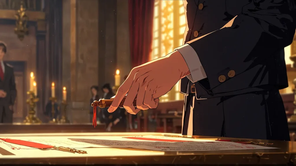 the-nihon-sangoku-kaku-yasuaki-entrusting-plan-hands-receiving-an-object-by-candlelight