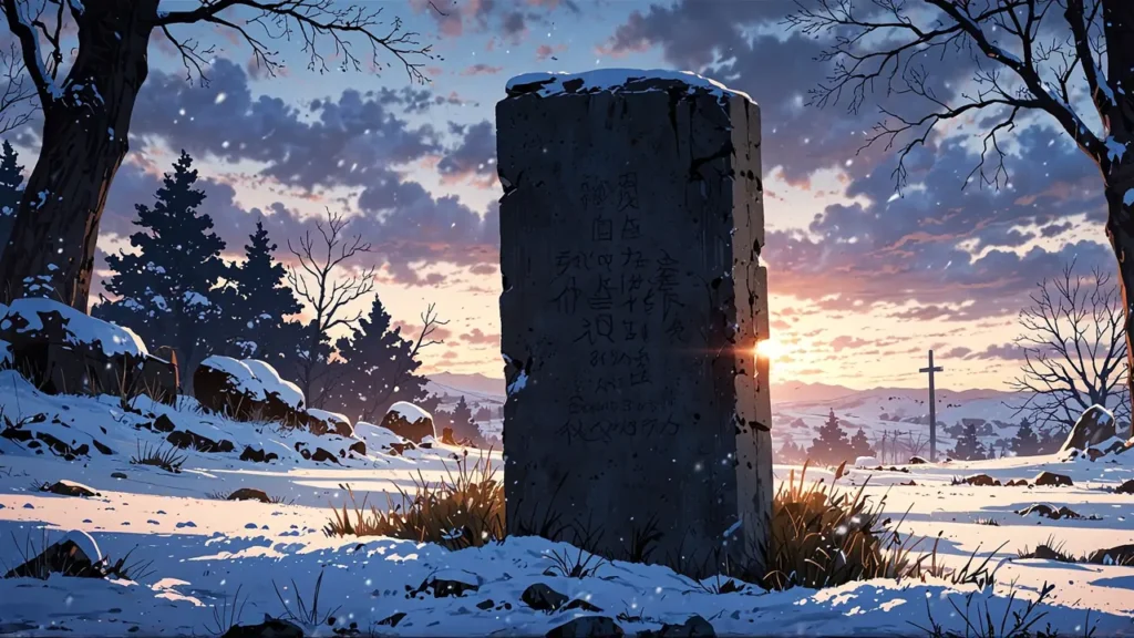 the-nihon-sangoku-kaku-yasuaki-legacy-stone-monument-half-buried-in-snow