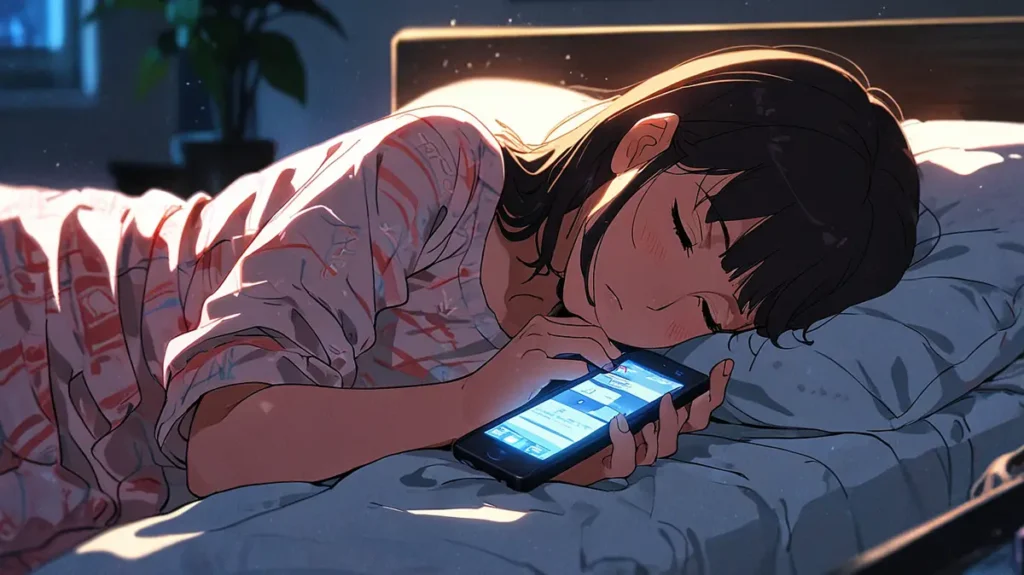 the-mii-chan-and-yamada-san-free-range-sleeping-with-smartphone