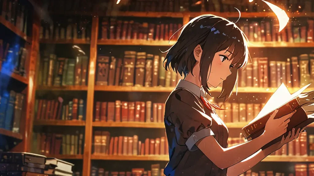 the-office-girl-original-novel-woman-reading-book-in-library